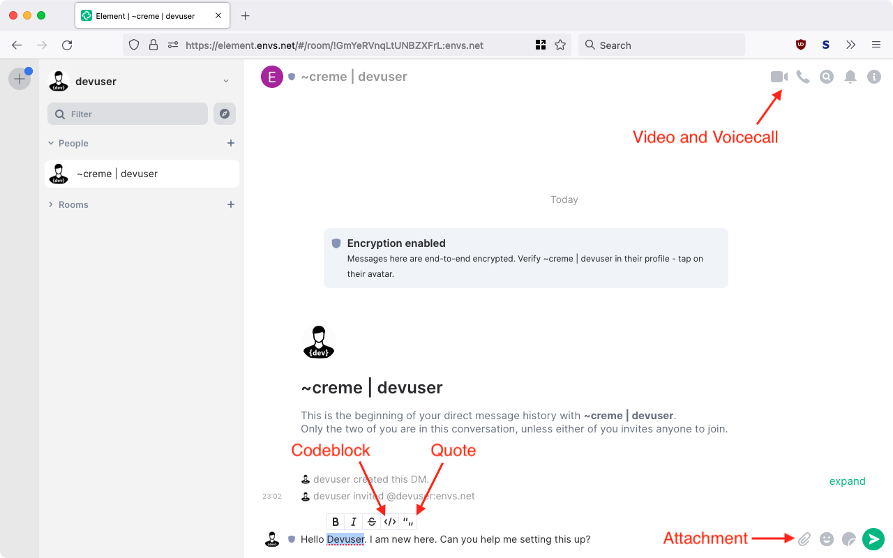 Explanation of the symbols in the text input line