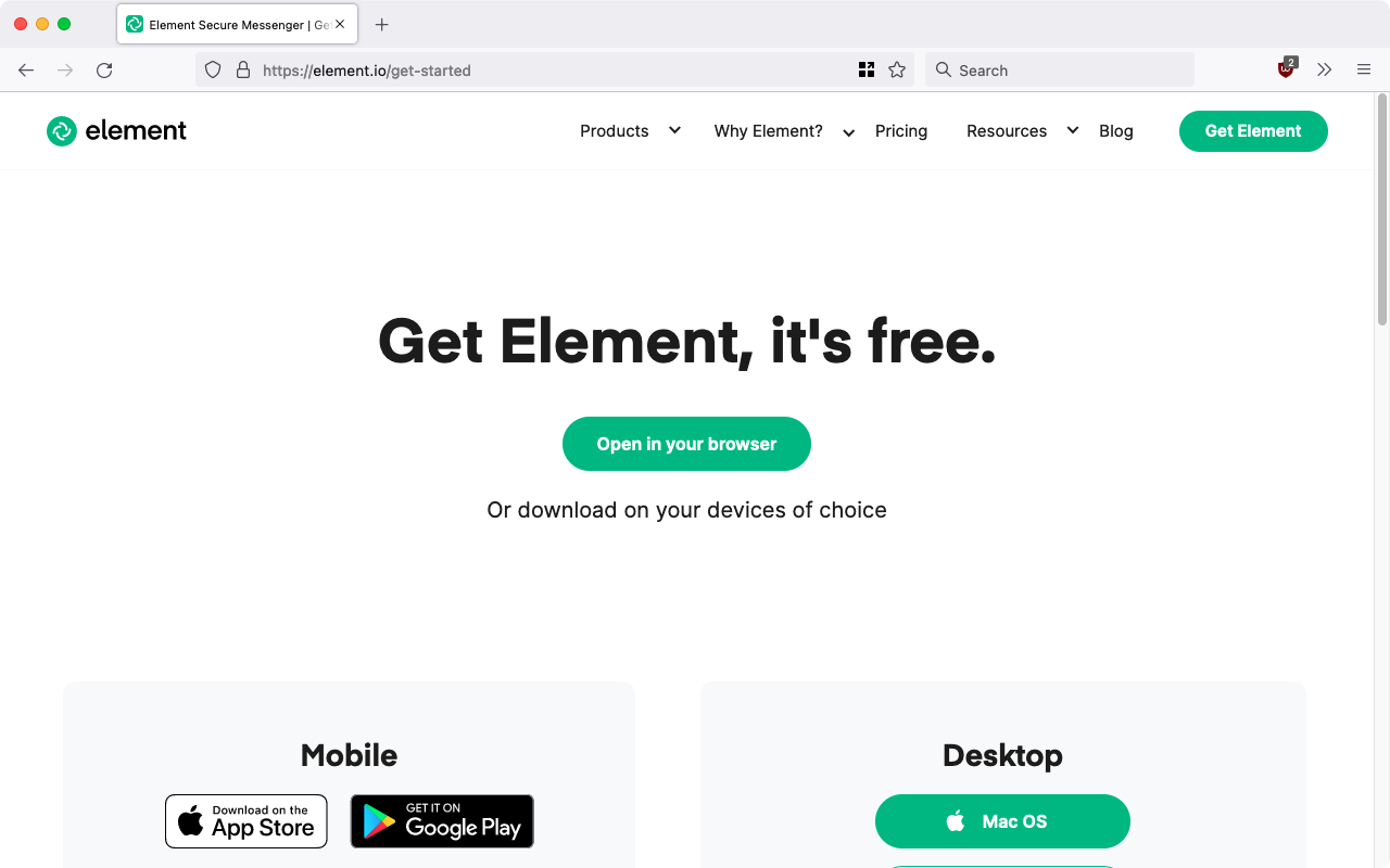 Element page for client download